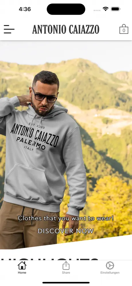 Graphic showing a screenshot of the Antonio Caiazzo app that we developed based on the respective website