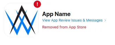 An app tagged with "Removed from App Store" in the app overview.