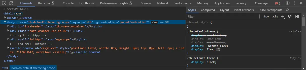 A screenshot of a browser's developer tools.
