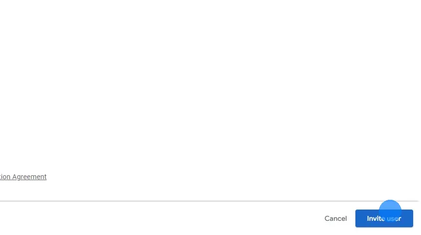 Click "Invite user" at the bottom right and confirm it in the popup.