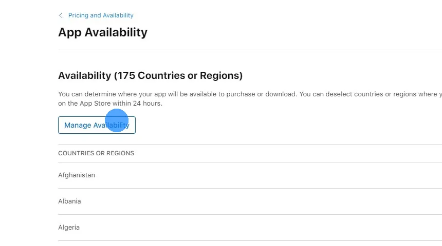 Click "Manage Availability".