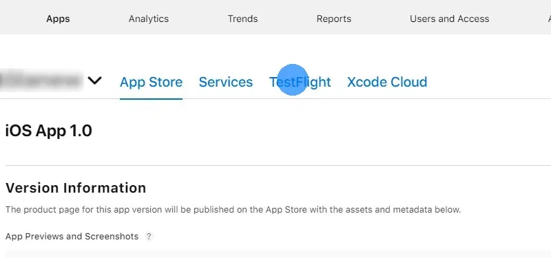 Click "TestFlight" at the top.