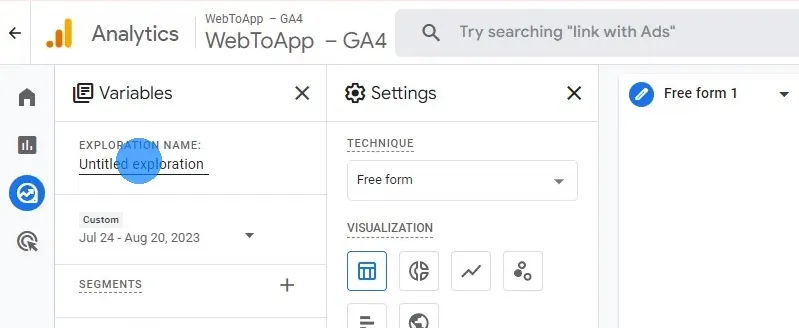 Enter a name for your new exploration, for example "App Users".