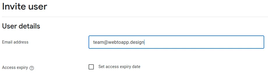 A screenshot of the e-mail address field.