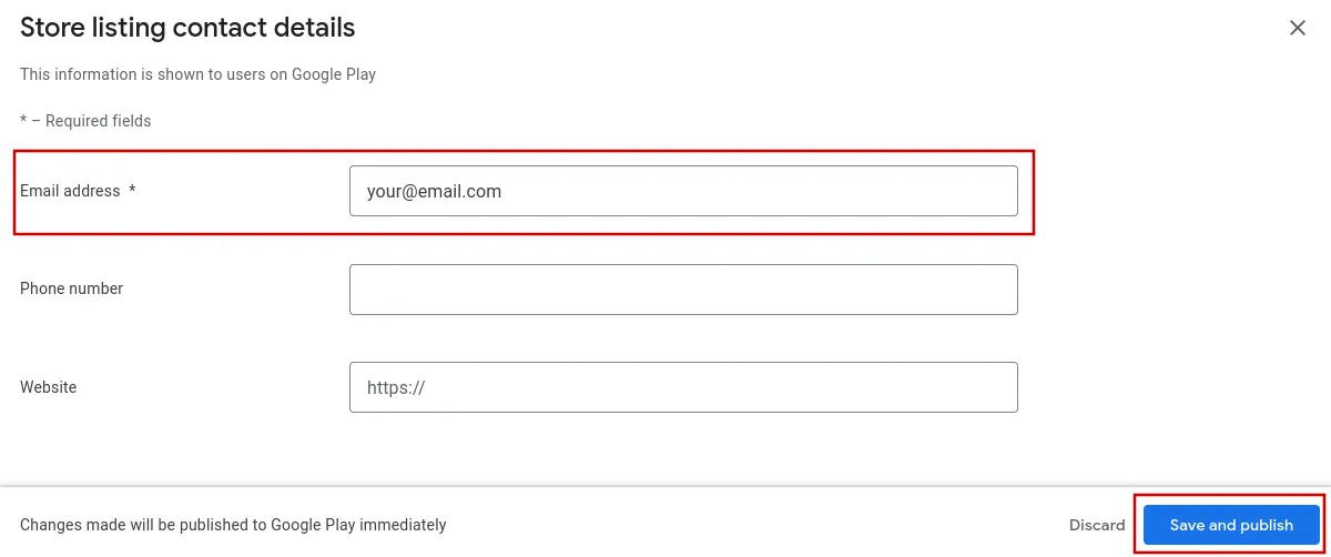 A screenshot of the e-mail input field.
