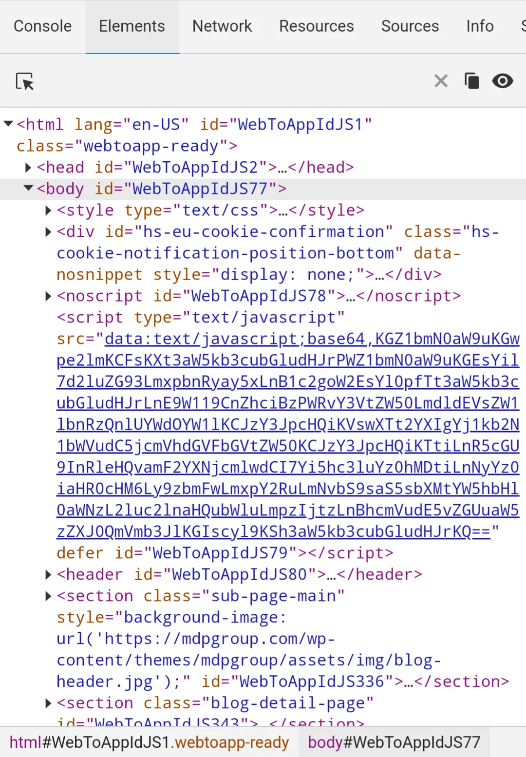 A screenshot of the Eruda console.