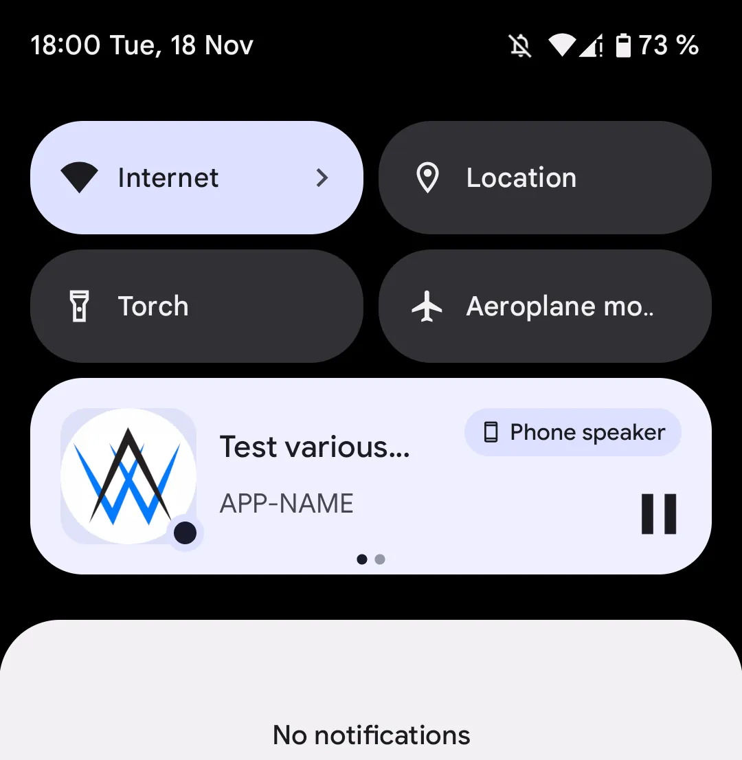 A screenshot of the Android media control notification.