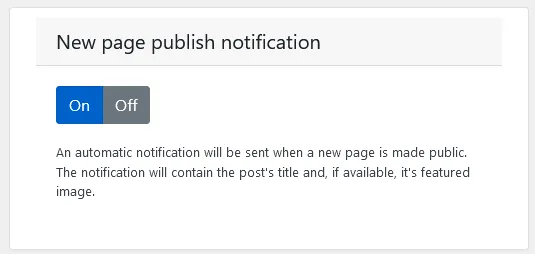 The form to send a notification from your WordPress dashboard.