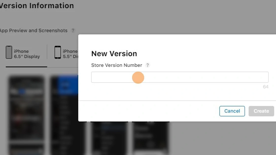 Enter a new version number in the dialog.