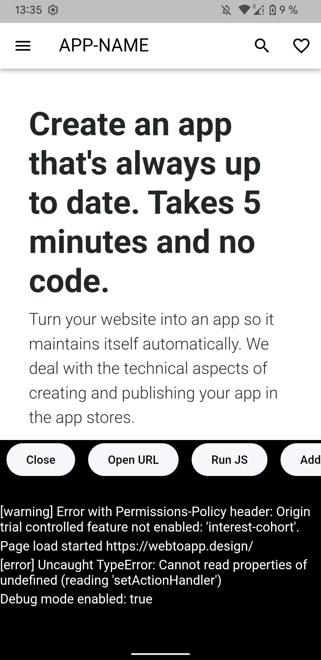 A screenshot of the opened browser console.