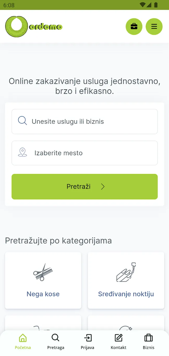 An illustration showing the Ordomo website as an app