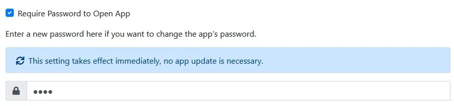 A screenshot of the settings you can adjust for the password feature.