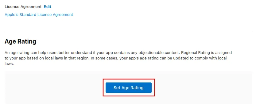 A screenshot of the age rating section.