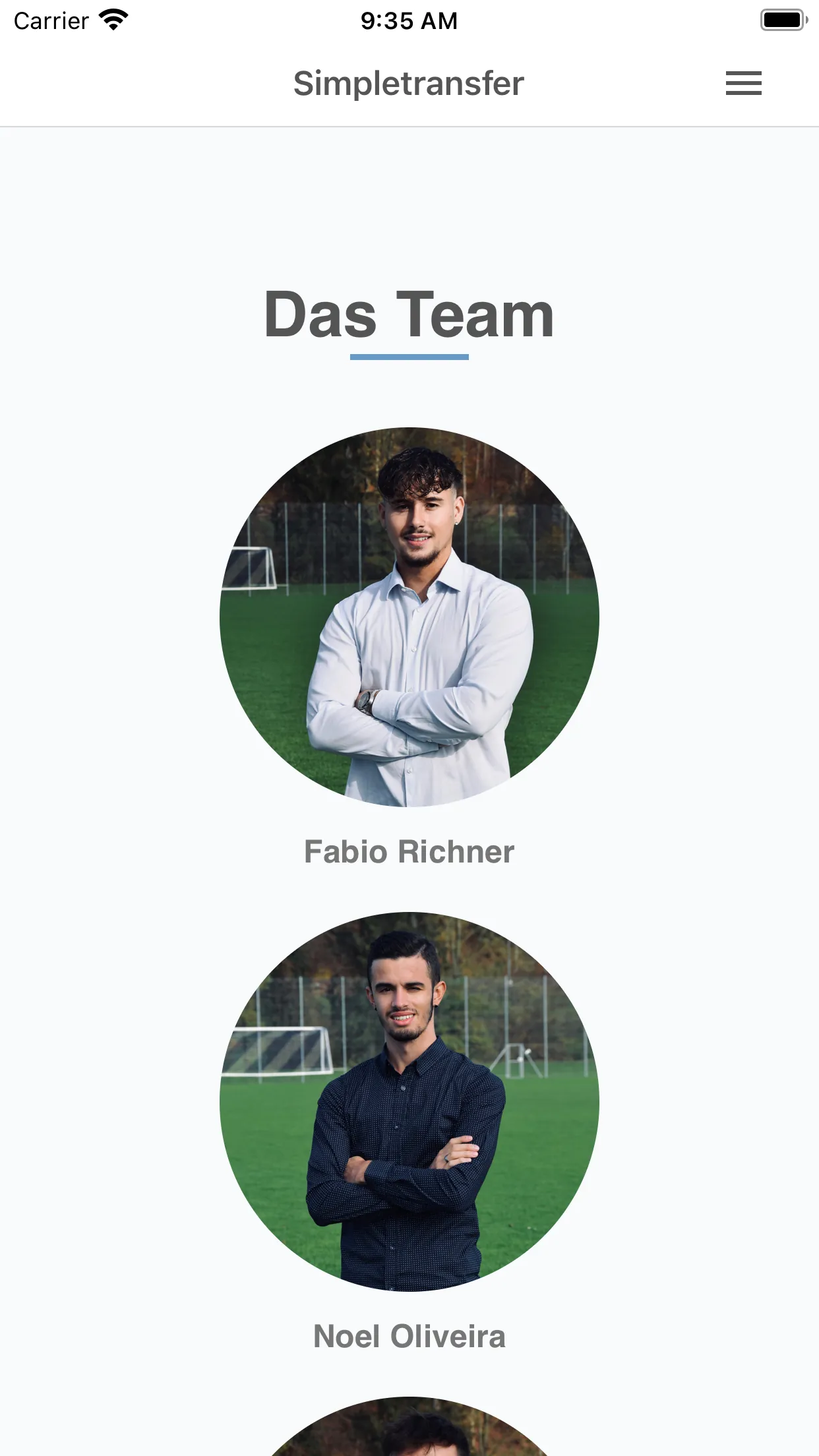 Image of the SimpleTransfer mobile app created by turning the owner's website into an app
