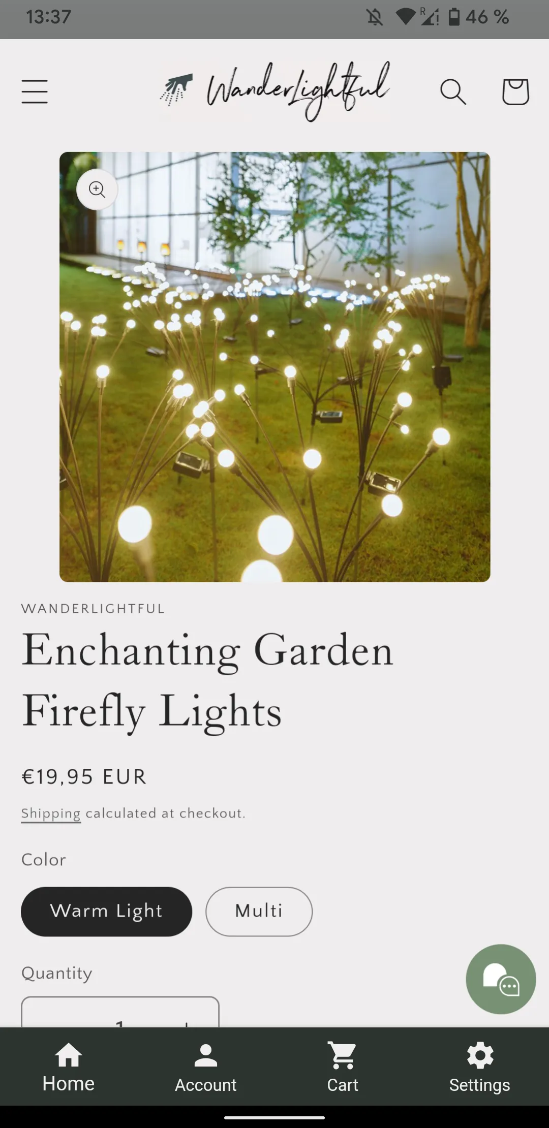 Image of the WanderLightful mobile app created by turning the owner's website into an app