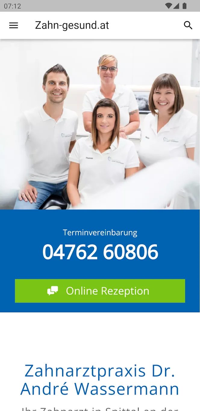 Image of the Zahn-gesund.at mobile app created by turning the owner's website into an app